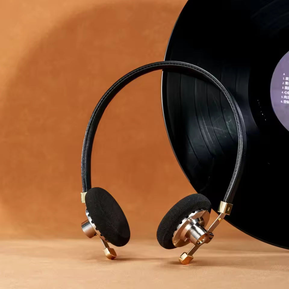 ROSESELSA Distant Mountain Headphone 40mm Diaphragm Driver Wired Classic Retro HIFI Headset Coaxial CNC Lambskin Headband