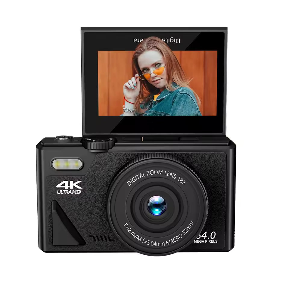 64MP 18X Digital Zoom 4K Camera for Photography Video Vlogging Camcorder for YouTube Blog 3'' Flip Screen Selfie Webcam Cameras