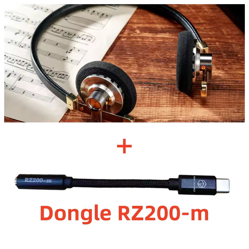 ROSESELSA Distant Mountain Headphone 40mm Diaphragm Driver Wired Classic Retro HIFI Headset Coaxial CNC Lambskin Headband