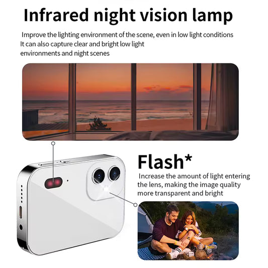 4K CCD Digital Camera 64MP Touch Screen Mini Digital Zoom IR Night Vision Video Camera Flash for Photography And Videography