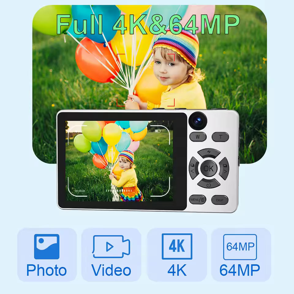 Vandlion A61 Digital Camera Selfie Mode 2.8" TFT High Score LCD Screen 4K Video Recording 2000mAh Large Battery Capacity Cam