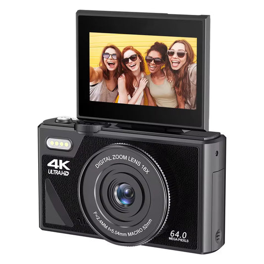 64MP 18X Digital Zoom 4K Camera for Photography Video Vlogging Camcorder for YouTube Blog 3'' Flip Screen Selfie Webcam Cameras