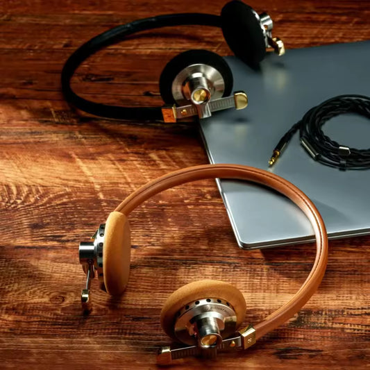 ROSESELSA Distant Mountain Headphone 40mm Diaphragm Driver Wired Classic Retro HIFI Headset Coaxial CNC Lambskin Headband