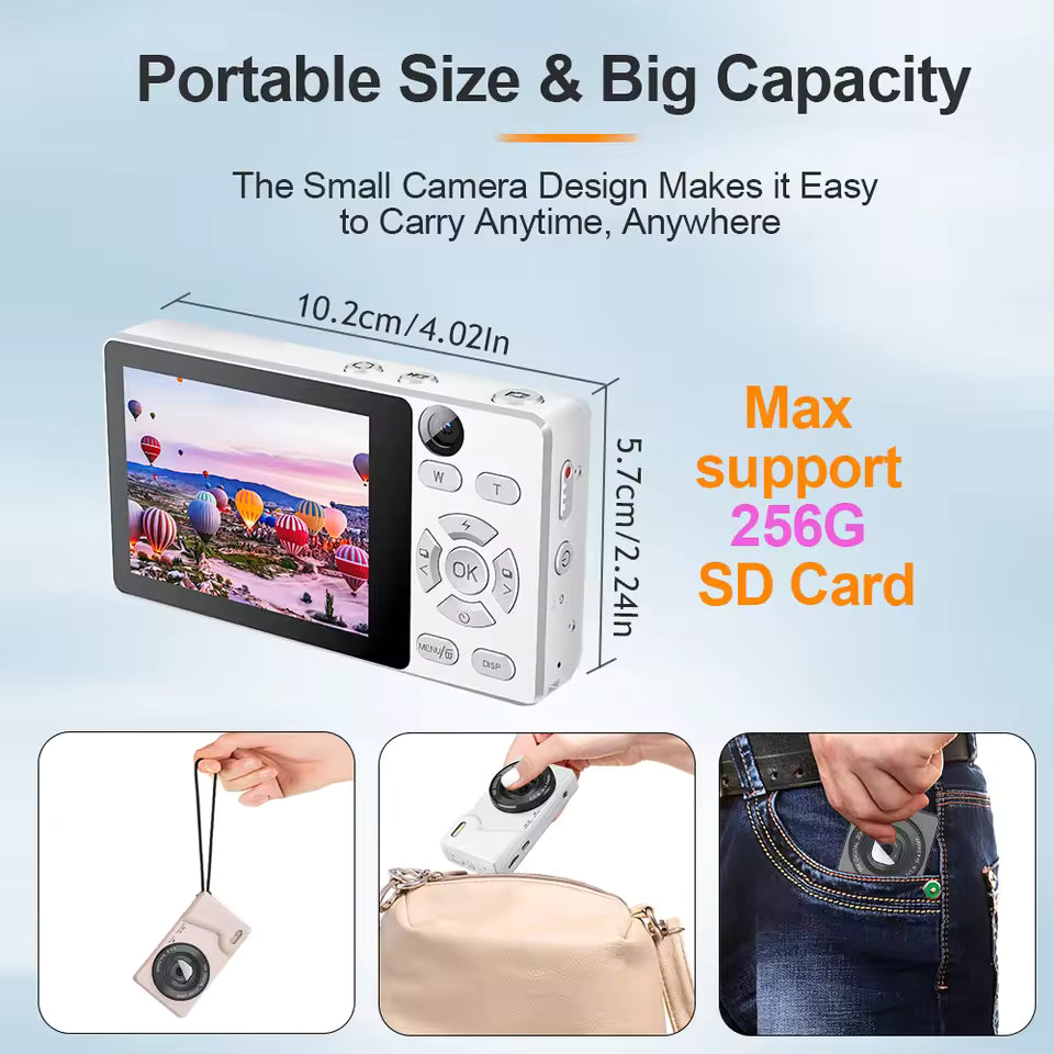 Vandlion A61 Digital Camera Selfie Mode 2.8" TFT High Score LCD Screen 4K Video Recording 2000mAh Large Battery Capacity Cam