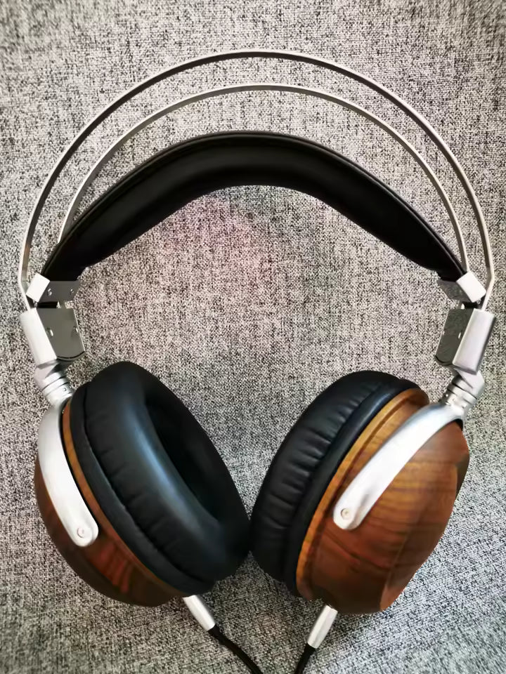 Monitoring HIFI Headphones 50mm Dynamic Wooden Earphone Over-the -Ear Bass Stereo Studio Audio Monitoring Metal Headset